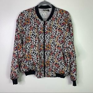 VTG Erena Leopard & Chain Bomber Jacket Womens M